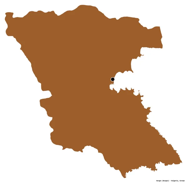 Shape Burgas Province Bulgaria Its Capital Isolated White Background Composition — Stock Photo, Image