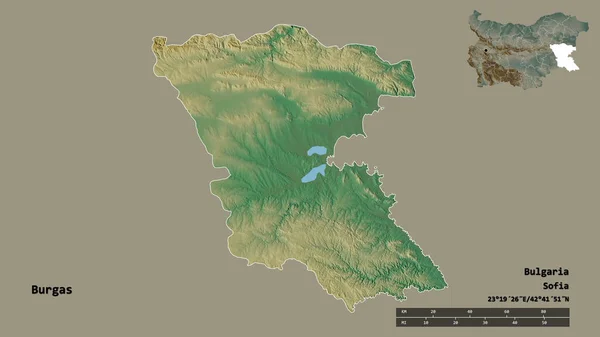 Forma Burgas Provincia Bulgaria Con Capital Aislada Sobre Fondo Sólido — Foto de Stock