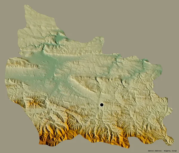 保加利亚加布洛沃的形状 其首都以纯色背景隔离 地形浮雕图 3D渲染 — 图库照片
