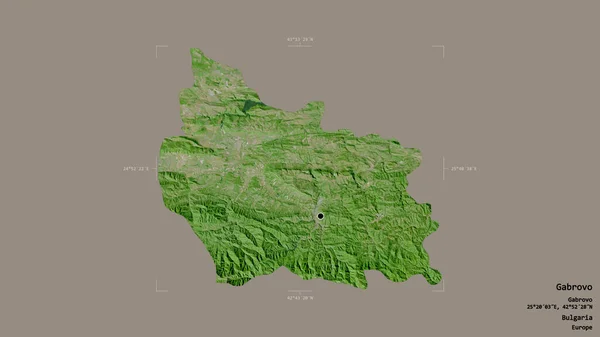 ブルガリアの州 ガブロヴォの地域は 洗練された境界線の箱の中にしっかりとした背景に隔離されています ラベル 衛星画像 3Dレンダリング — ストック写真