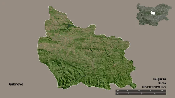 Form Gabrovo Provinsen Bulgarien Med Huvudstaden Isolerad Solid Bakgrund Avståndsskala — Stockfoto