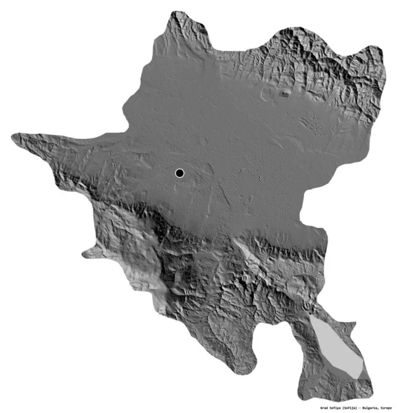 ブルガリアの州であるグラッド ソフィアの形で その首都は白い背景に孤立しています 標高マップ 3Dレンダリング — ストック写真