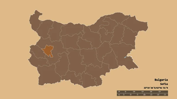 Forme Désaturée Bulgarie Avec Capitale Principale Division Régionale Région Séparée — Photo
