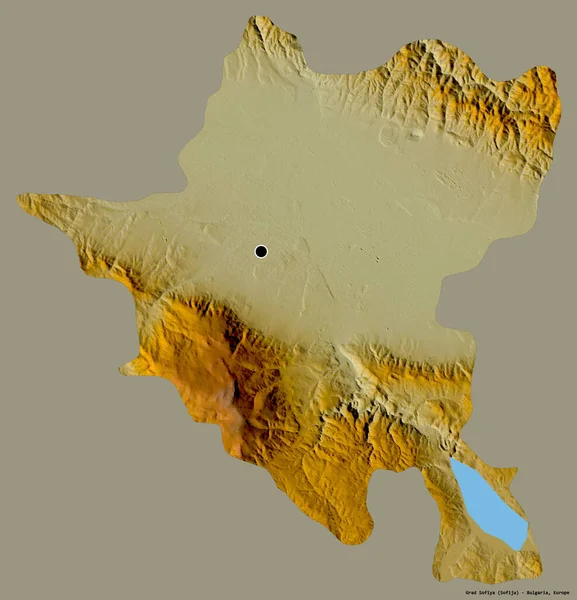 保加利亚省Grad Sofiya的形状 其首都以纯色背景隔离 地形浮雕图 3D渲染 — 图库照片