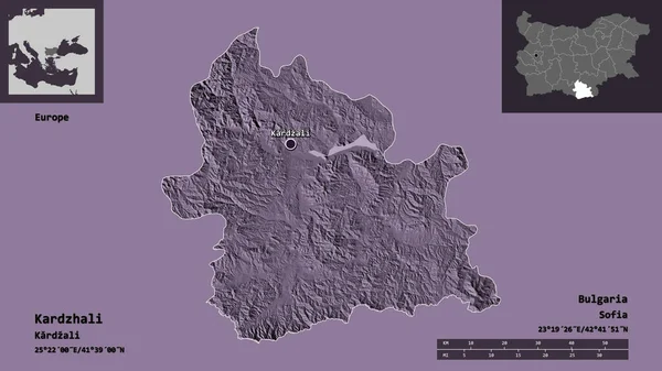 Forma Kardzhali Provincia Bulgaria Capital Escala Distancia Vistas Previas Etiquetas — Foto de Stock