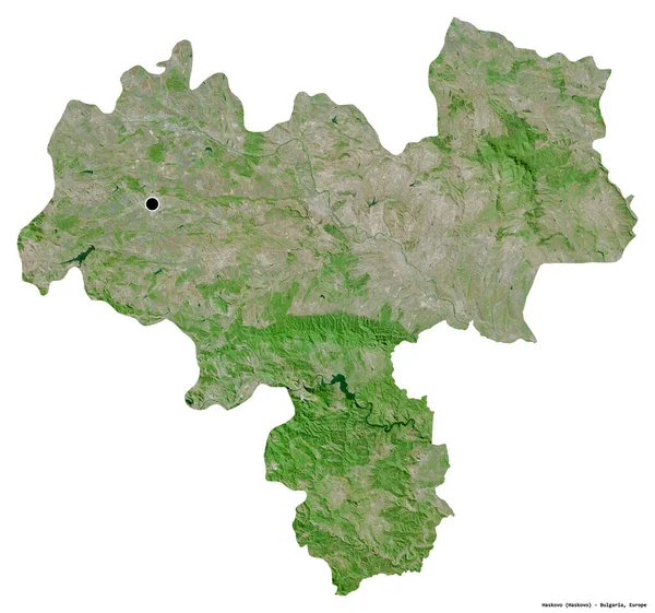 Forma Haskovo Província Bulgária Com Sua Capital Isolada Fundo Branco — Fotografia de Stock