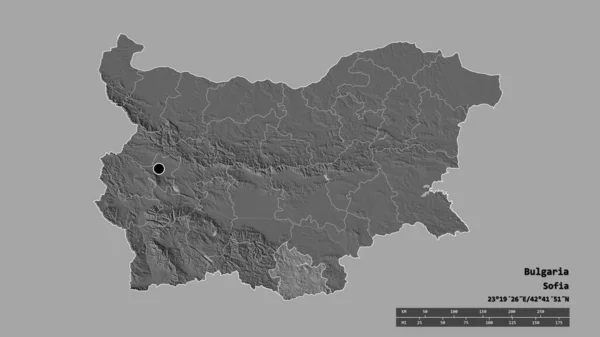 Forma Desolata Della Bulgaria Con Sua Capitale Principale Divisione Regionale — Foto Stock