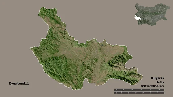 Form Kyustendil Provinsen Bulgarien Med Huvudstaden Isolerad Solid Bakgrund Avståndsskala — Stockfoto