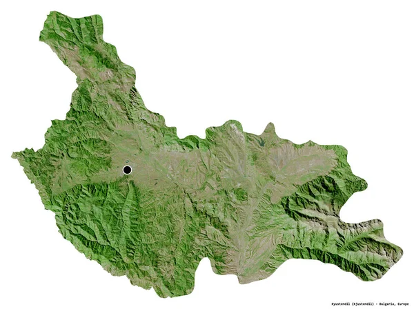 Shape Kyustendil Province Bulgaria Its Capital Isolated White Background Satellite — Stock Photo, Image