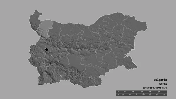 Forma Desolata Della Bulgaria Con Sua Capitale Principale Divisione Regionale — Foto Stock