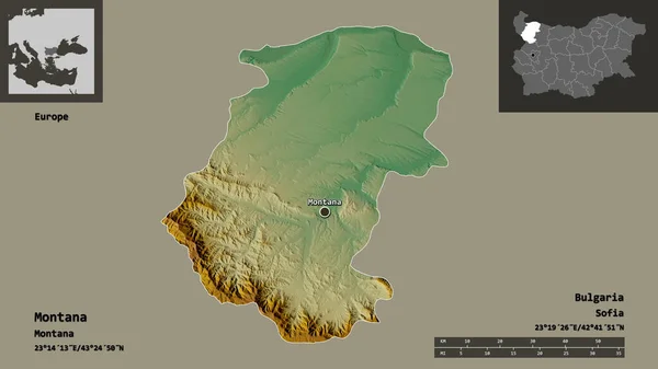 Tvar Montany Provincie Bulharsko Jeho Hlavního Města Měřítko Vzdálenosti Náhledy — Stock fotografie