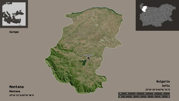 Form Montana Provinsen Bulgarien Och Dess Huvudstad Avståndsskala Förhandsvisningar Och — Stockfoto