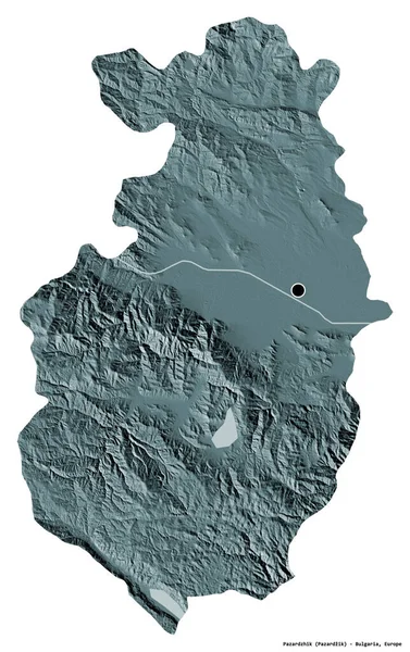 Forma Pazardzhik Provincia Bulgaria Con Capital Aislada Sobre Fondo Blanco — Foto de Stock