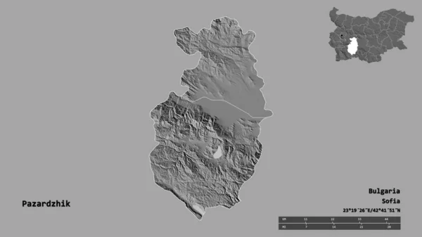 Forma Pazardzhik Provincia Bulgaria Con Capital Aislada Sobre Fondo Sólido —  Fotos de Stock