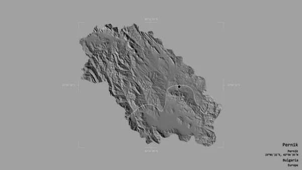 保加利亚省佩尔尼克地区 在一个地理参照框的坚实背景下被隔离 Bilevel高程图 3D渲染 — 图库照片