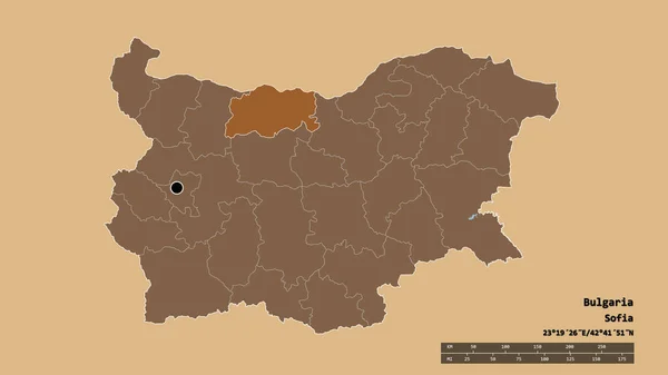 Forma Dessaturada Bulgária Com Sua Capital Principal Divisão Regional Área — Fotografia de Stock