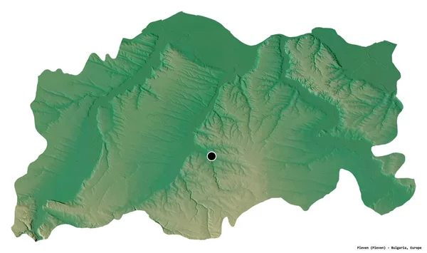 ブルガリアの州 プレヴェンの形で その首都は白い背景に孤立しています 地形図 3Dレンダリング — ストック写真