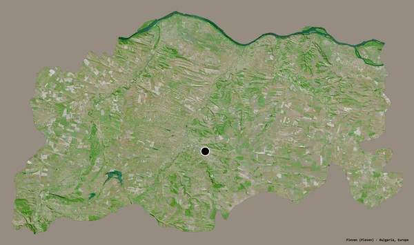 保加利亚省普列文的形状 其首都用纯色背景隔开 卫星图像 3D渲染 — 图库照片