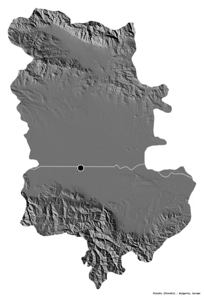 Tvar Plovdivu Provincie Bulharsko Hlavním Městem Izolovaným Bílém Pozadí Mapa — Stock fotografie