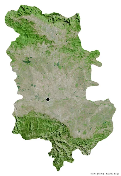ブルガリアの州 プロヴディフの形で その首都は白い背景に隔離されています 衛星画像 3Dレンダリング — ストック写真