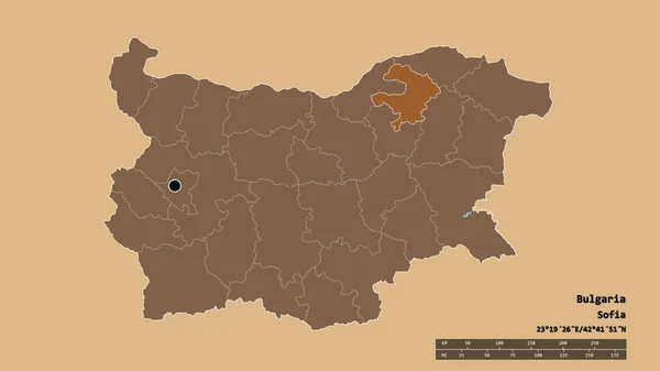 Bulgária Kiszáradt Alakja Fővárosával Regionális Körzettel Szétválasztott Razgrad Területtel Címkék — Stock Fotó
