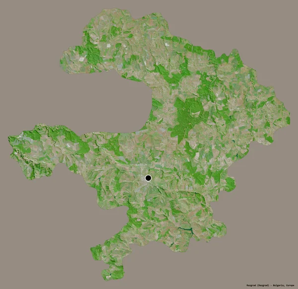 保加利亚拉兹格勒的形状 其首都被隔离在一个坚实的色彩背景上 卫星图像 3D渲染 — 图库照片