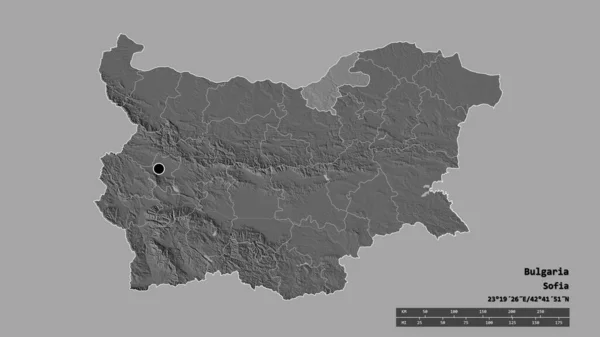 Обесцвеченная Форма Болгарии Столицей Главным Региональным Разделением Отделенной Зоной Русе — стоковое фото