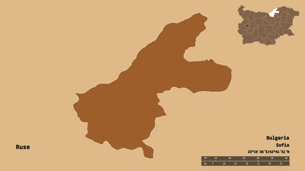 Форма Русе Провінція Болгарія Столицею Ізольованою Твердому Тлі Масштаб Відстаней — стокове фото
