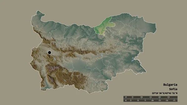 Den Avmettede Formen Bulgaria Med Hovedstad Viktigste Regionale Inndeling Det – stockfoto