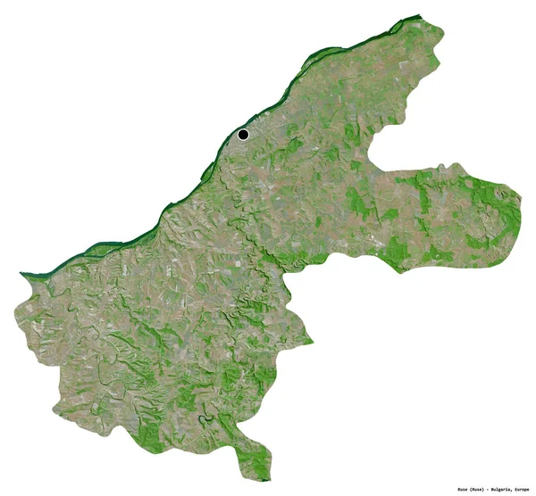 Форма Русе Провинция Болгария Столицей Изолированы Белом Фоне Спутниковые Снимки — стоковое фото