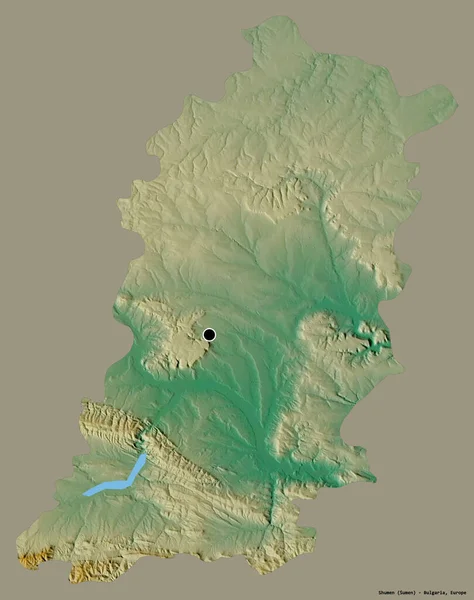 Alakja Shumen Tartomány Bulgária Főváros Elszigetelt Szilárd Színű Háttér Topográfiai — Stock Fotó