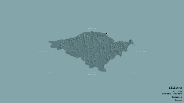 保加利亚省Silistra地区 在一个地理参照框的坚实背景下被隔离 彩色高程图 3D渲染 — 图库照片