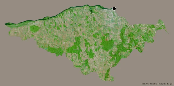 保加利亚省Silistra的形状 其首都以纯色背景隔离 卫星图像 3D渲染 — 图库照片