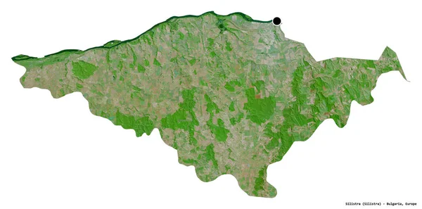 保加利亚省Silistra的形状 其首都被白色背景隔离 卫星图像 3D渲染 — 图库照片