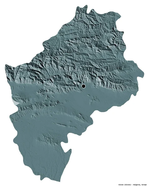 Kształt Sliven Prowincja Bułgarii Stolicą Odizolowaną Białym Tle Kolorowa Mapa — Zdjęcie stockowe