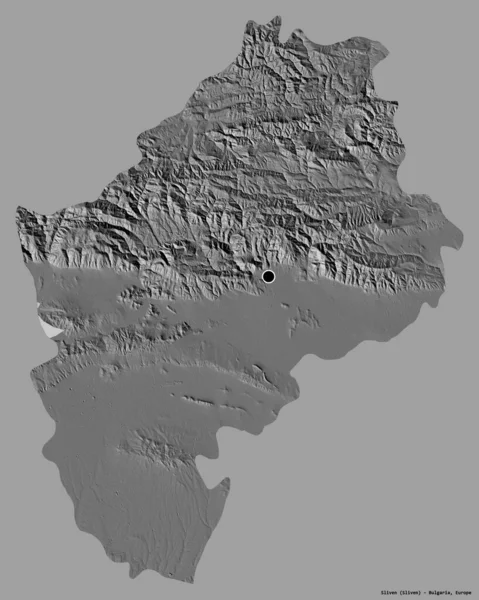 保加利亚省斯利文的形状 其首都以纯色背景隔离 Bilevel高程图 3D渲染 — 图库照片