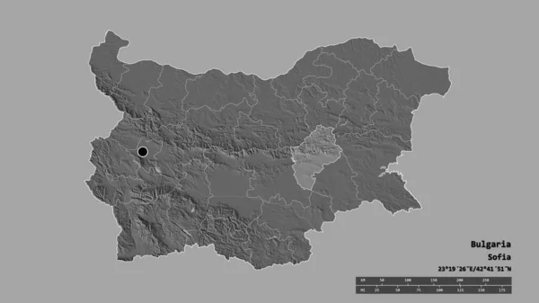 以首都 主要区域分部和分离的斯利文地区为首都的保加利亚的经济形势严峻 Bilevel高程图 3D渲染 — 图库照片
