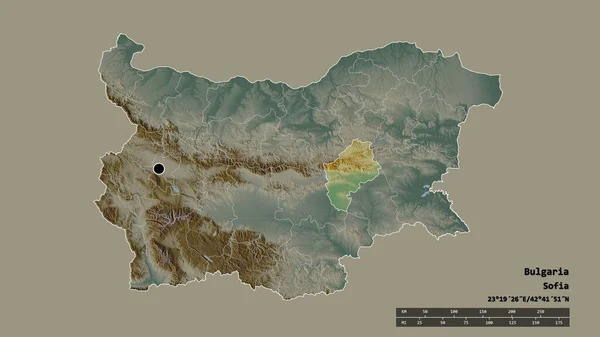 Den Avmettede Formen Bulgaria Med Hovedstad Regional Hovedinndeling Det Adskilte – stockfoto