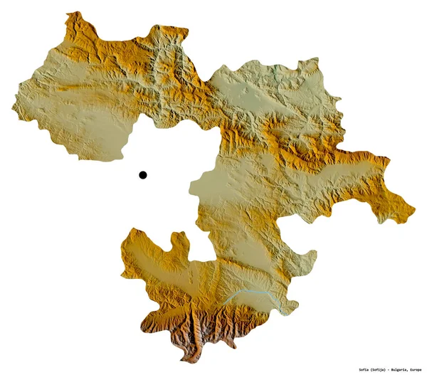 保加利亚索菲亚的形状 首都被白色背景隔离 地形浮雕图 3D渲染 — 图库照片