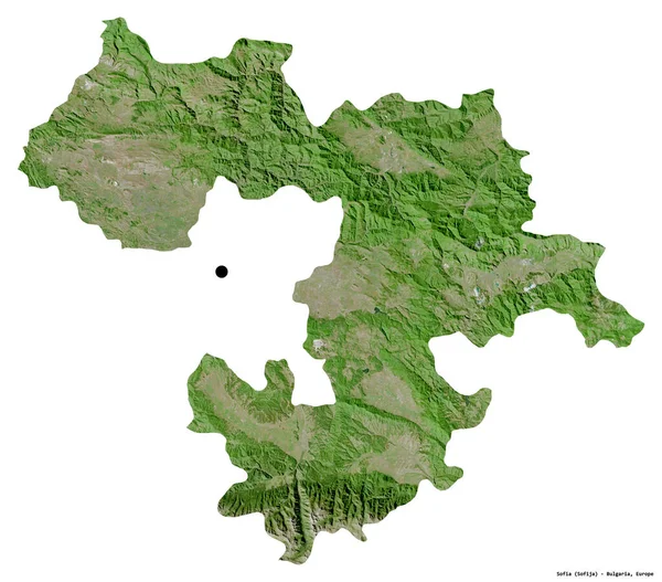 Shape Sofia Province Bulgaria Its Capital Isolated White Background Satellite — Stock Photo, Image
