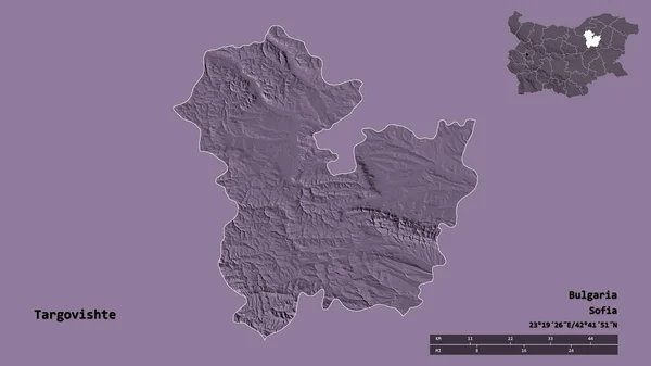 Форма Тарговіште Провінції Болгарії Столицею Ізольованою Твердому Тлі Масштаб Відстаней — стокове фото