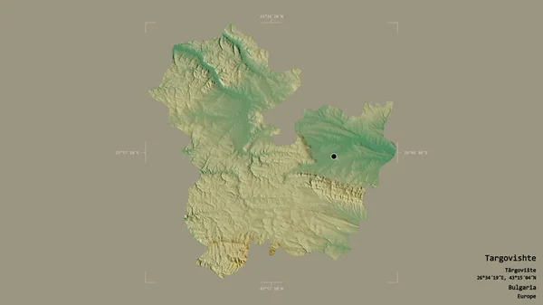 ブルガリアの州 タルゴヴィシテの地域は 洗練された境界線の箱の中にしっかりとした背景に隔離されています ラベル 地形図 3Dレンダリング — ストック写真