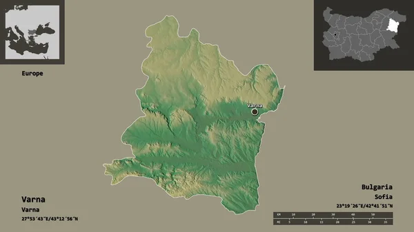 Bulgaristan Varna Ili Başkenti Uzaklık Ölçeği Gösterimler Etiketler Topografik Yardım — Stok fotoğraf