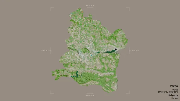 Obszar Warny Prowincja Bułgarii Odizolowany Solidnym Tle Georeferencyjnym Polu Granicznym — Zdjęcie stockowe