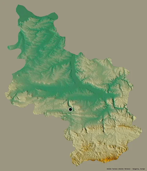 保加利亚Veliko Tarnovo的形状 其首都以纯色背景隔离 地形浮雕图 3D渲染 — 图库照片