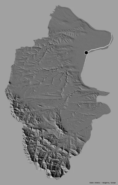 保加利亚Vidin省的形状 其首都用纯色背景隔开 Bilevel高程图 3D渲染 — 图库照片