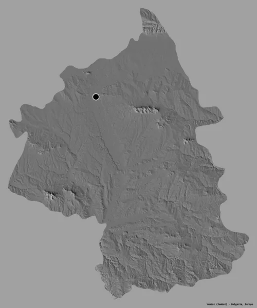 Gestalt Von Jambol Provinz Von Bulgarien Mit Seiner Hauptstadt Isoliert — Stockfoto