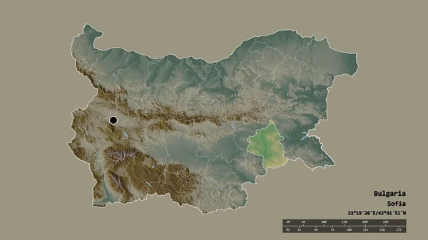 Den Avmettede Formen Bulgaria Med Hovedstad Viktigste Regionale Inndeling Det – stockfoto