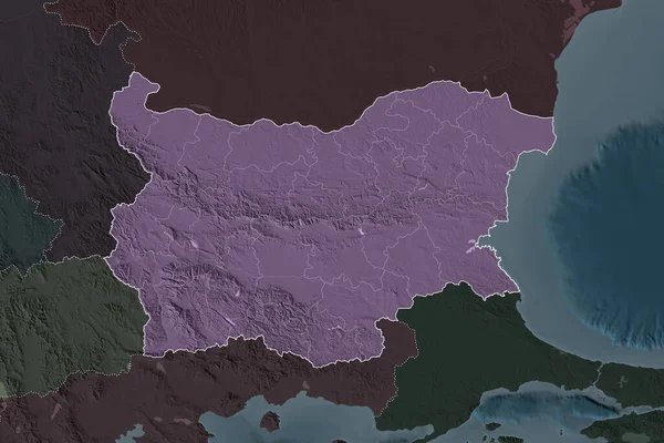 Alakja Bulgária Elválasztja Deaturáció Szomszédos Területeken Határok Színes Magassági Térkép — Stock Fotó