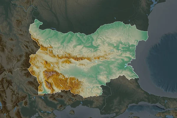 Форма Болгарии Отделена Опреснением Соседних Районов Границы Топографическая Карта Рельефа — стоковое фото